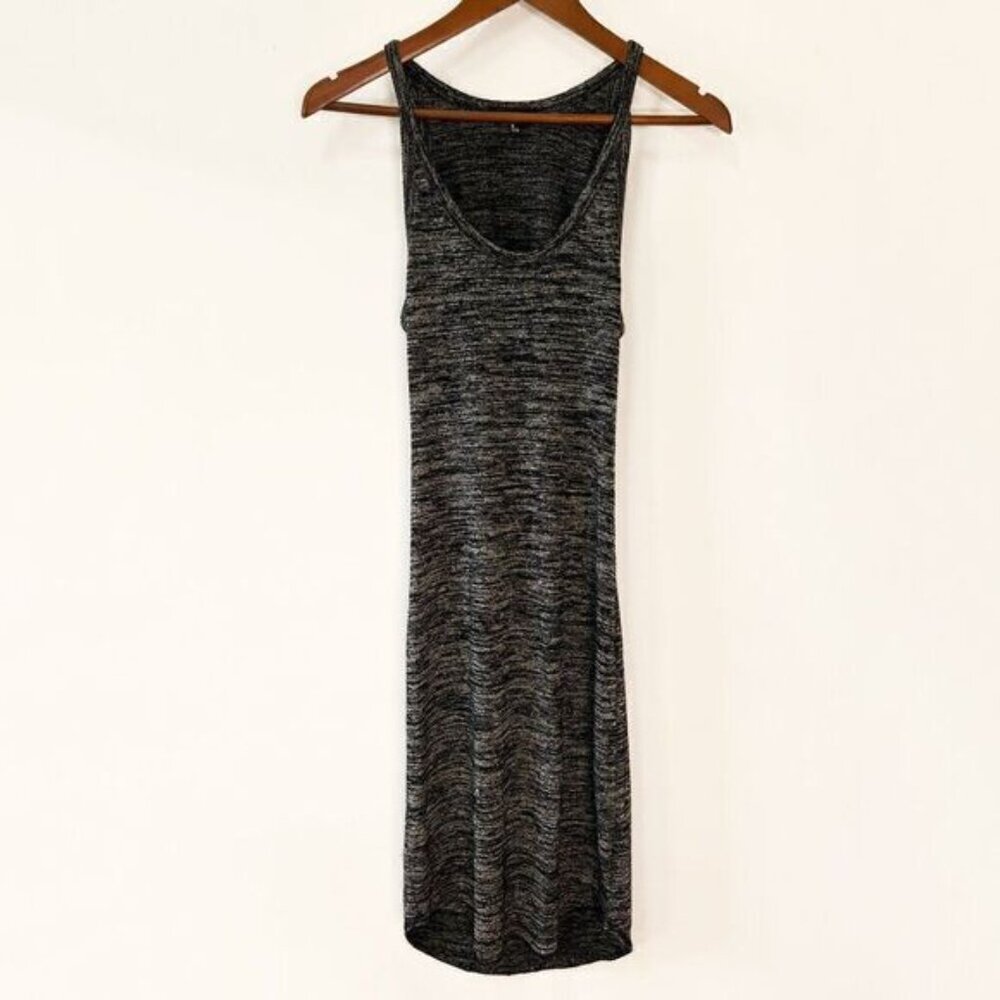 Aritzia Wilfred Free Yasmin Gray Spacedye Cut Out Back Bodycon Dress - Picture 3 of 10